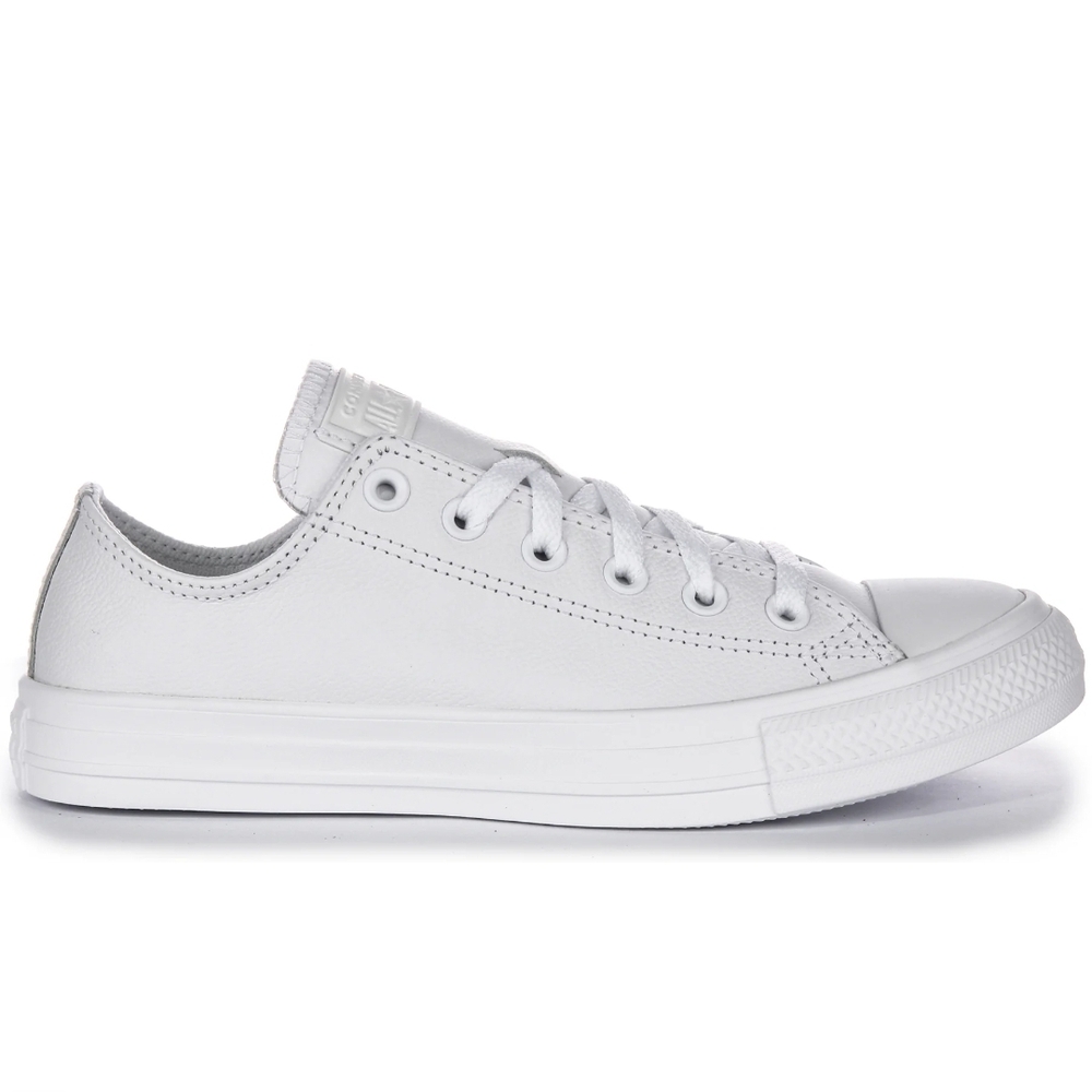 Converse All Star Full Leather Low Top Sneakers In White Womens Size 10.5 Unisex